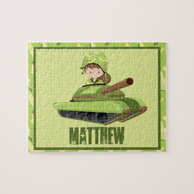 Quebra-cabeça personalizado cara do exército (Horizontal)