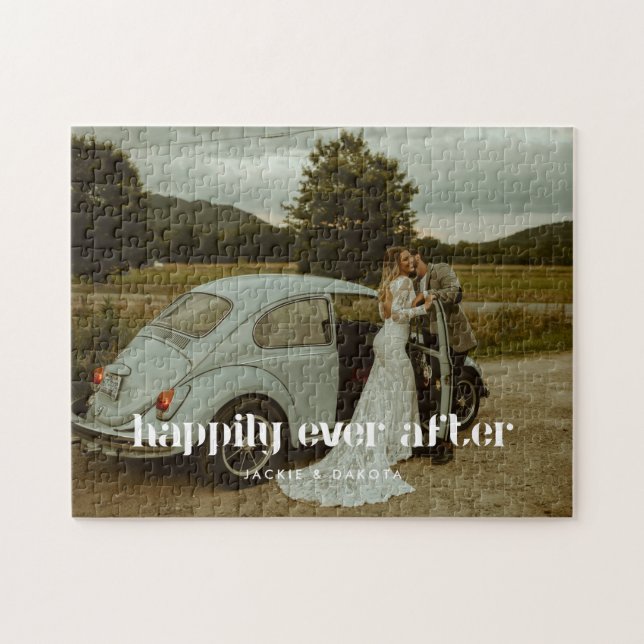 Quebra-cabeça Personalizado com Nomes de Casamento (Horizontal)