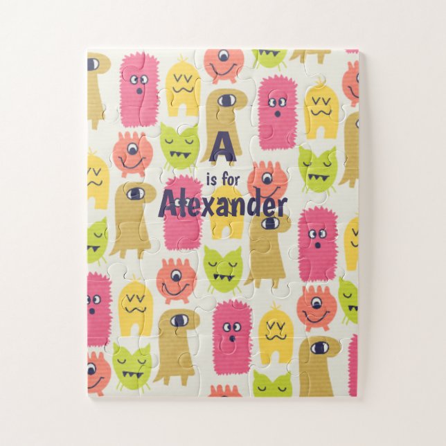 Quebra-cabeça Personalizado da Criança do Monstro de Kawaii Cute (Vertical)