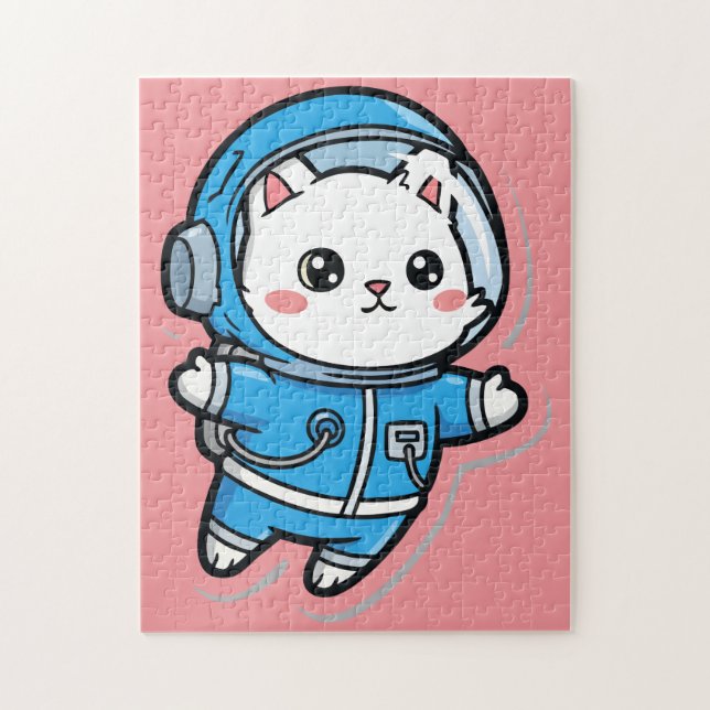 Quebra-cabeça Personalizado de Gato Astronauta Fof (Vertical)