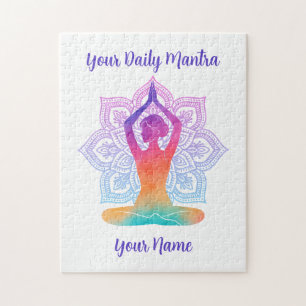 Quebra-cabeça Personalizado de Yoga com Nome e Man