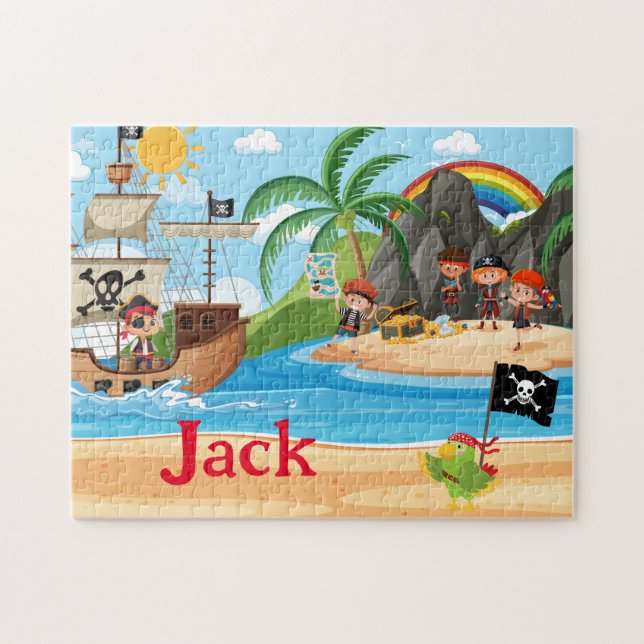 Quebra-cabeça Personalizado do Navio Pirata com No (Horizontal)