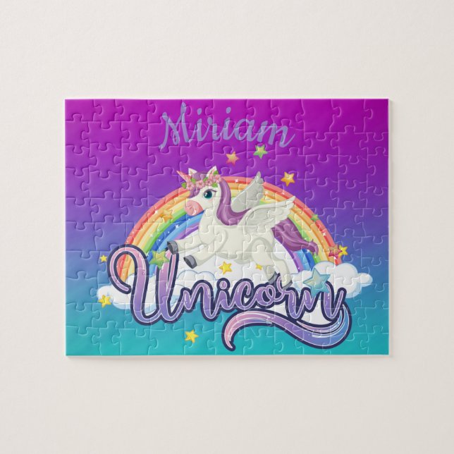Quebra-cabeça personalizado do Unicorn Rainbow per (Horizontal)