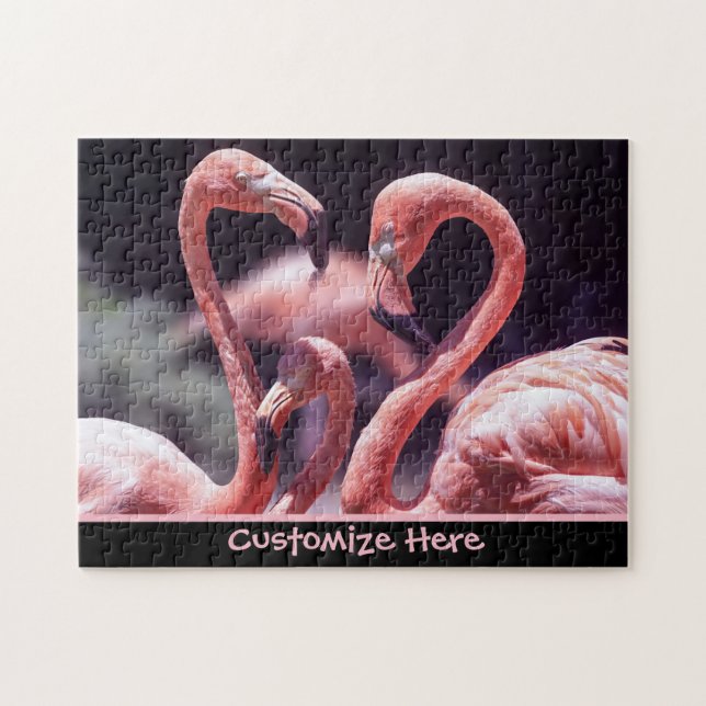 Quebra-cabeça personalizado dos flamingos (Horizontal)