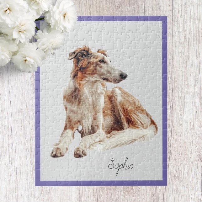 Quebra-cabeça Personalizado Fofo do Cão Borzoi (Criador carregado)