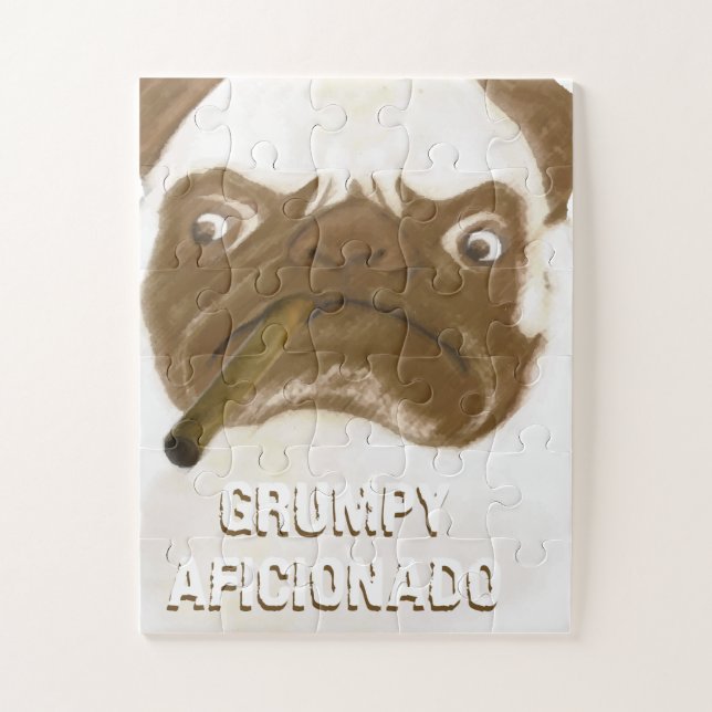 Quebra-cabeça Personalizado Grumpy AFICIONADO Puggy Cigar (Vertical)