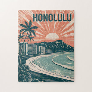 Quebra-cabeça Personalizado Honolulu Waikiki Viagem Landmark Ret