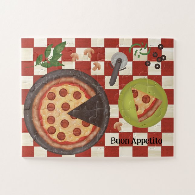 Quebra-cabeça Personalizado italiano Pizza Pepperoni (Horizontal)