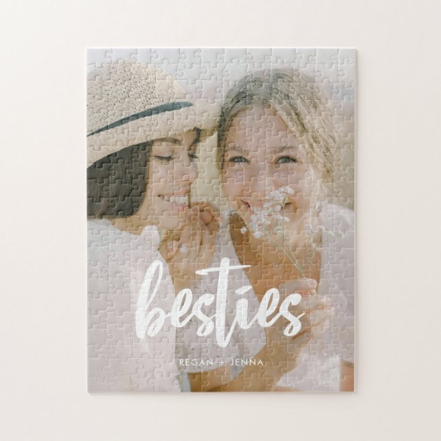 Quebra-cabeça Personalizar 'Besties' de Script Minimalista Fotog (Vertical)