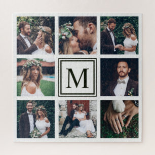 Quebra-cabeça Personalizar Colagem Quadrada 8 Monograma de Fotog