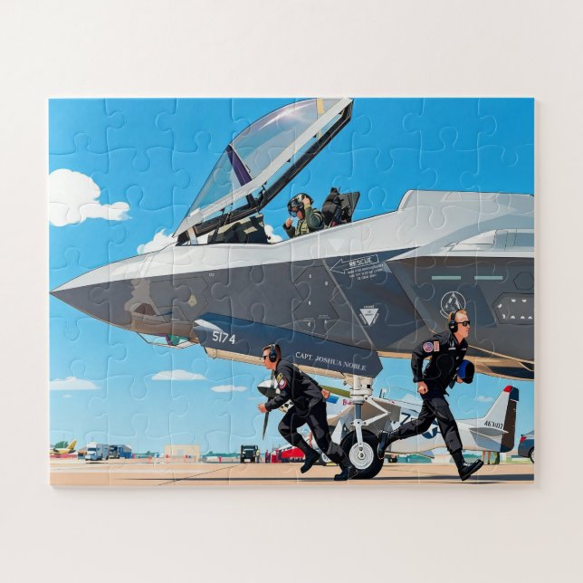 Quebra-cabeça Personalizar Nome de Crianças Pré-Voo F-35 Lightni (Horizontal)