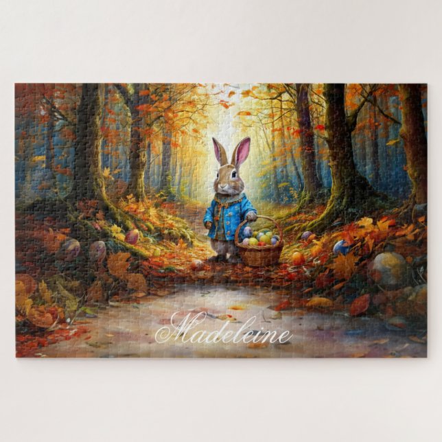 Quebra-cabeça Personalizar Nome Peter Cesta de Ovos de Páscoa (Horizontal)