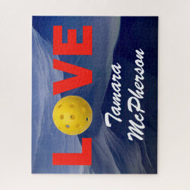 Quebra-cabeça Personalizar o Pickleball com o Fundo Azul do Nome