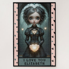 Quebra-cabeça Personalize, eu te amo, garota de corações fofinho