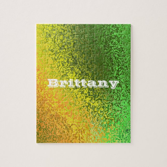 Quebra-cabeça Personalize seu nome apresenta tons amarelos (Vertical)