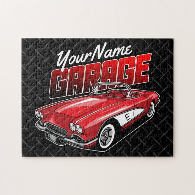 Quebra-cabeça Personalized 1961 C1 Red Classic Sports Car Garage (Horizontal)