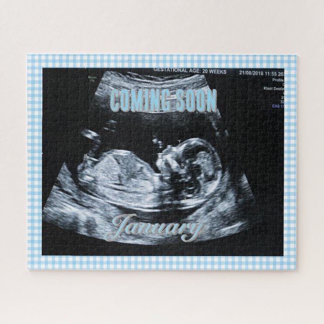 Quebra-cabeça Personalized Baby Boy Gender Reveal Sonogram Pic (Horizontal)