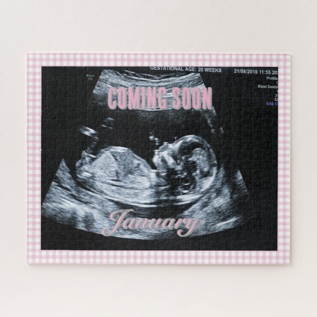 Quebra-cabeça Personalized Baby Girl Gender Reveal Sonogram Pic (Horizontal)