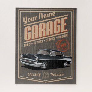 Quebra-cabeça Personalized Black 1957 Chevy Garage