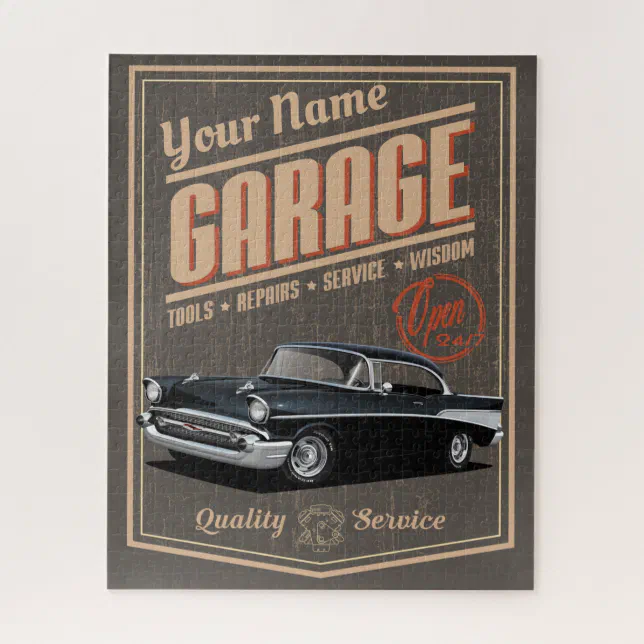 Quebra-cabeça Personalized Black 1957 Chevy Garage