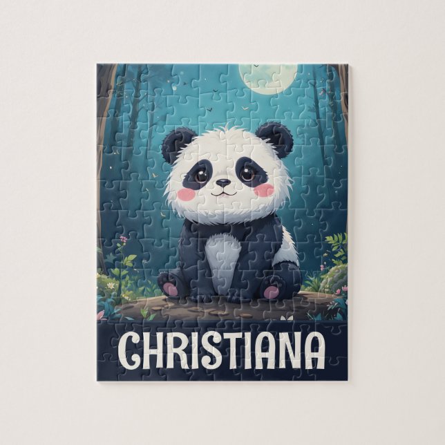 Quebra-cabeça Personalized Cute Whimsical Panda in a Forest (Vertical)
