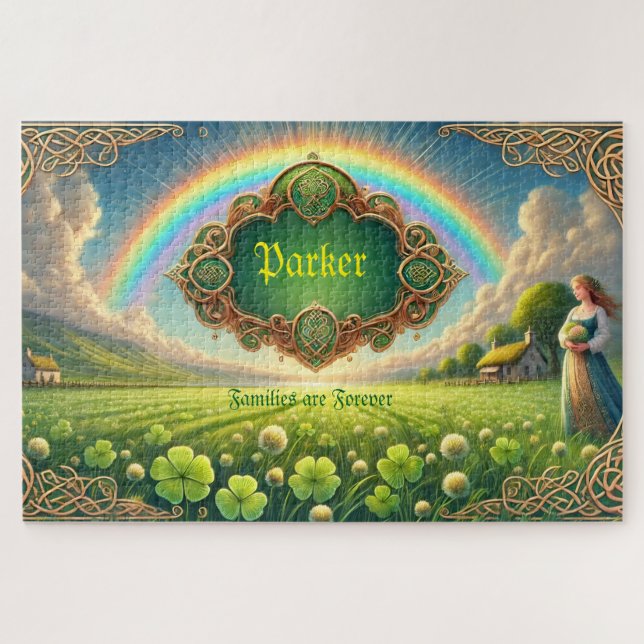 Quebra-cabeça Personalized Family Name, Irish Cloverfield (Horizontal)