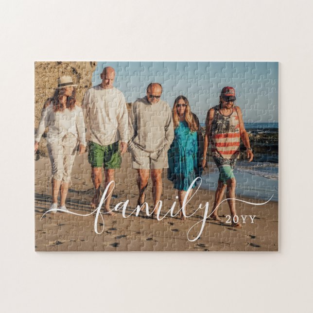 Quebra-cabeça Personalized Family Photo and Text Jigsaw Puzzle (Horizontal)