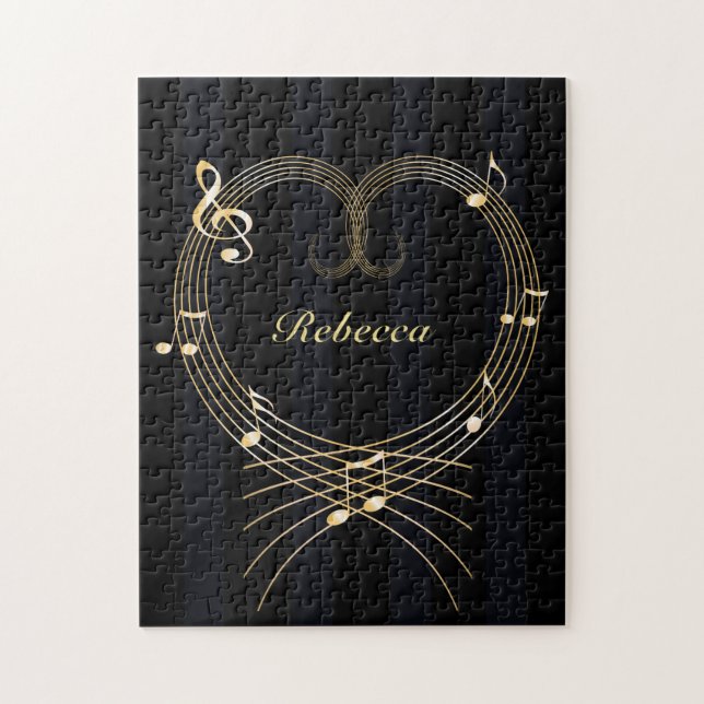 Quebra-cabeça Personalized Golden Heart Musical Notes (Vertical)