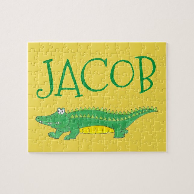 Quebra-cabeça Personalized Green Alligator Crocodile Child's (Horizontal)
