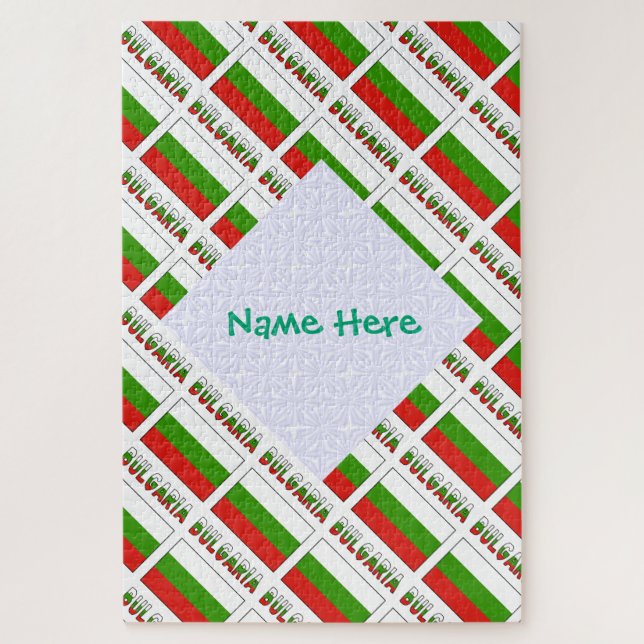 Quebra-cabeça Personalized Green Name Bulgaria Flag Tiled (Vertical)