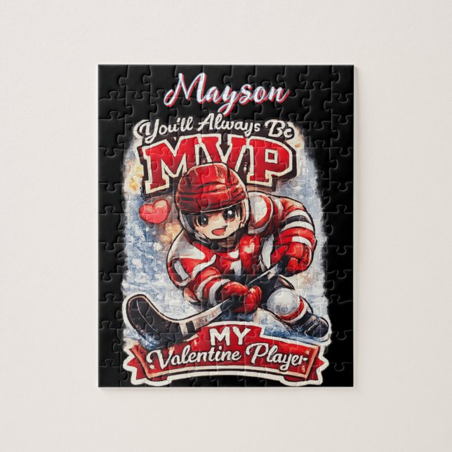 Quebra-cabeça Personalized Hockey MVP My Valentine Player (Vertical)
