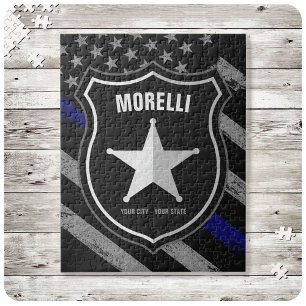 Quebra-cabeça Personalized NAME Police Officer Sheriff Cop Flag