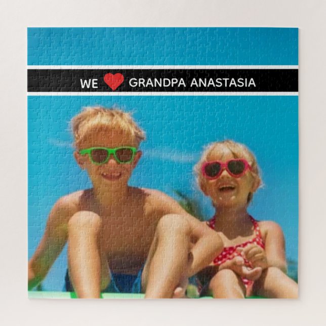 Quebra-cabeça Personalized photo gift for Grandpa  from children (Vertical)