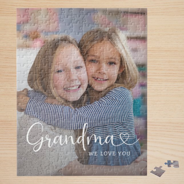 Quebra-cabeça Personalized Photo Grandma We Love You Cute Heart  (Criador carregado)