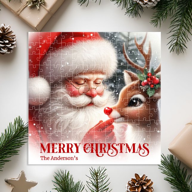 Quebra-cabeça Personalized Santa Claus and Rudolph Festive Gift (Personalized Santa Claus and Rudolph Festive Puzzle)