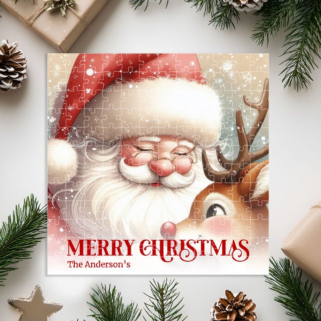 Quebra-cabeça Personalized Santa Rudolph Christmas Kids Gift   (Personalized Santa Rudolph Christmas Kids Gift Family Puzzle

)