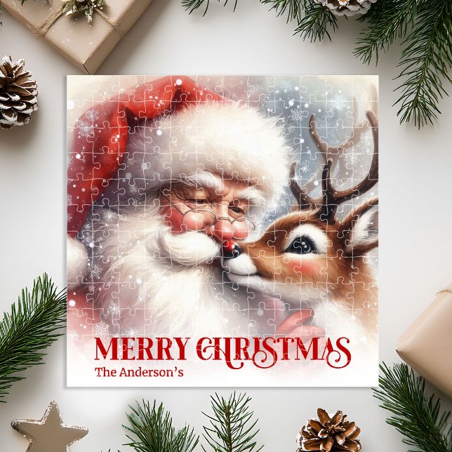 Quebra-cabeça Personalized Santa Rudolph Christmas Kids Holiday  (Personalized Santa Rudolph Christmas Kids Holiday Puzzle Gift

)