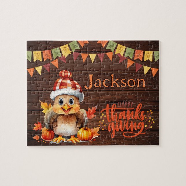 Quebra-cabeça Personalized Thanksgiving Child Name Puzzle  (Horizontal)