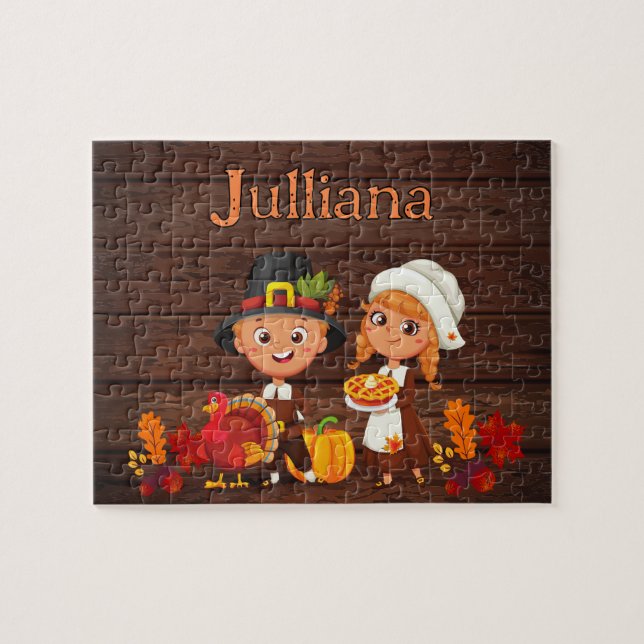 Quebra-cabeça Personalized Thanksgiving Child Name Puzzle  (Horizontal)