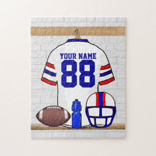 Quebra-cabeça Personalized White Red Blue Football Jersey