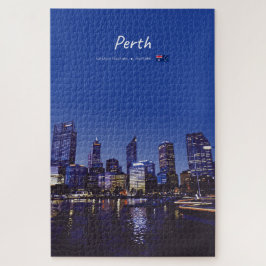 Quebra-cabeça Perth, Austrália - Silhueta da Cidade à Noite