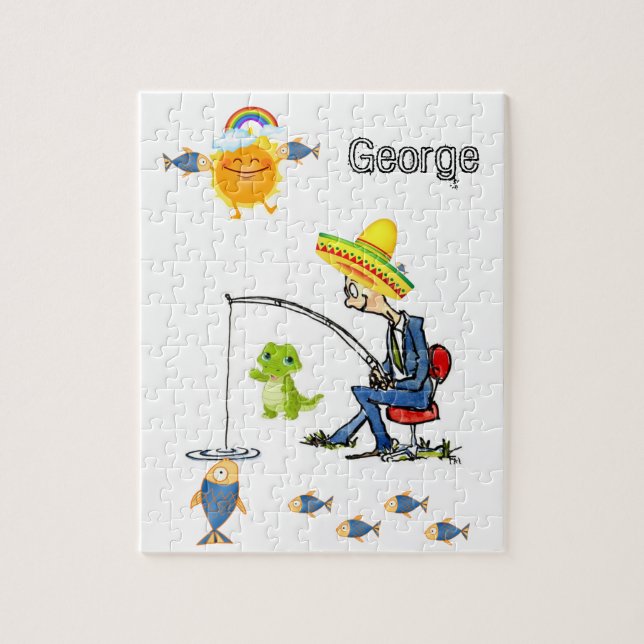 Quebra-cabeça Pesca Alligador Peixe Pescador Arco- (Vertical)