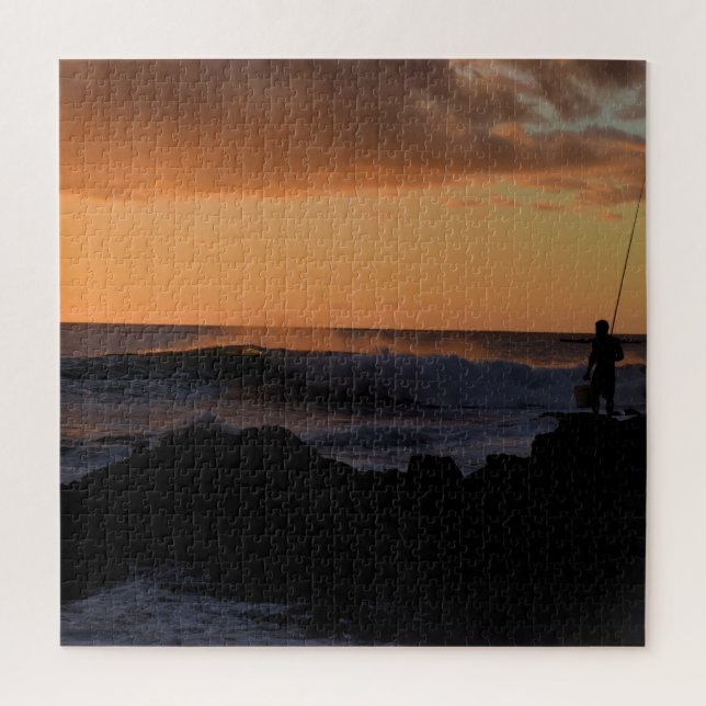 Quebra-cabeça Pesca de Surfs Sunset no Havaí - 20x20 - 676 pcs. (Vertical)