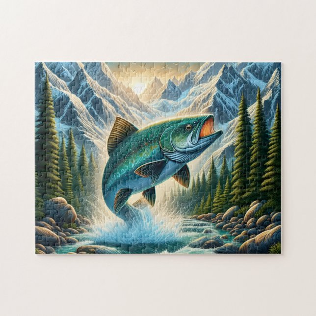Quebra-cabeça Pesca de Truta no Rio da Montanha (Horizontal)