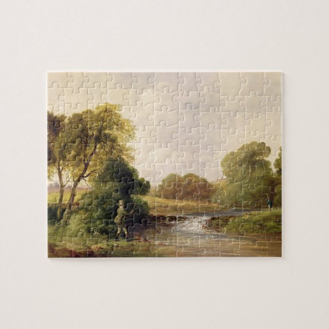 Quebra-cabeça Pesca: Jogando um peixe (óleo em canvas) (Horizontal)