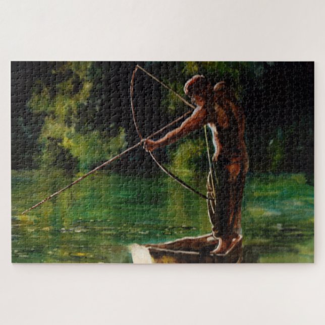 Quebra-cabeça pescador aquarela (Horizontal)