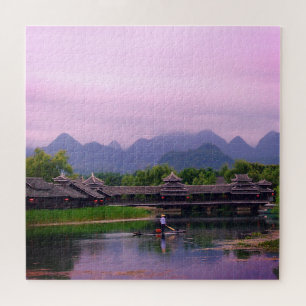 Quebra-cabeça Pescador e Sunset - famosas Paisagens /China