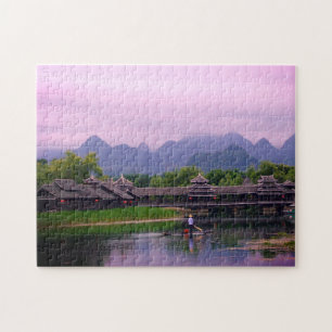 Quebra-cabeça Pescador e Sunset - famosas Paisagens /China