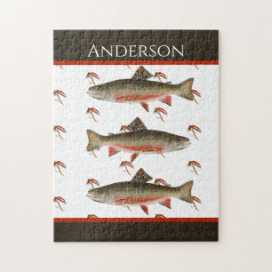 Quebra-cabeça Pescadores monogramados com redes de arrasto de pa