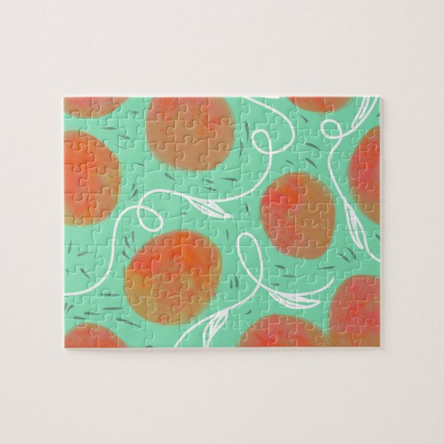 Quebra-cabeça Pêssego de Aquarela e Abstrato de Manga (Horizontal)